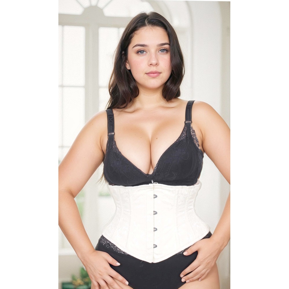 Attitude Corsets - Waspie Brocade Unterbrustkorsett - Elfenbeinfarben